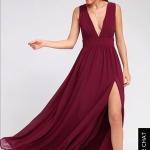 Lulus Heavenly Hues burgundy maxi dress